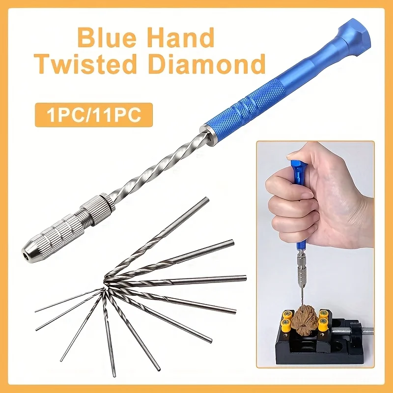 Blue Extended Semi-automatic 0.5-3mm Hand Twist Drill Amber Plastic Circuit Board Drilling Tool Twist Drill Set