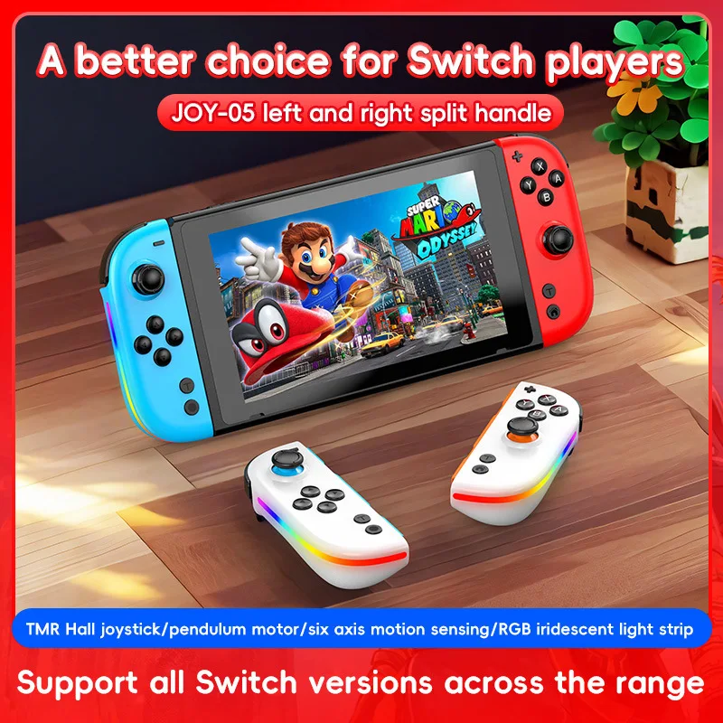 Novo Controle Joy Pad RGB LED para Nintendo Switch/Lite/Oled JoyCon com Joystick Hall e Função Turbo de 6 Eixos