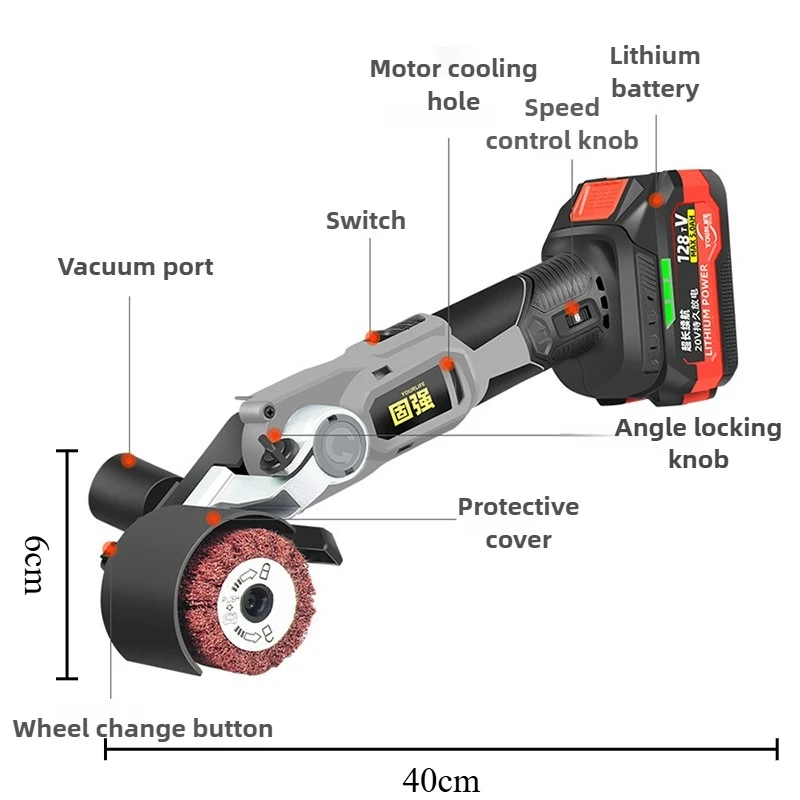 Electric Sanding Machine Handheld Lithium Battery Polisher Metalworking Brushing Polishing Grinder Portable Powerful Tools