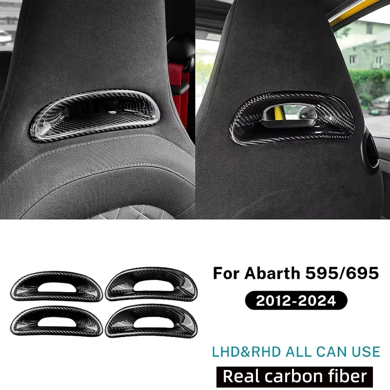Real carbon fiber sticker for Abarth 595/695 2012-2024 LHD RHD car sports seat back trim frame car interior sticker 2pcs/4pcs！