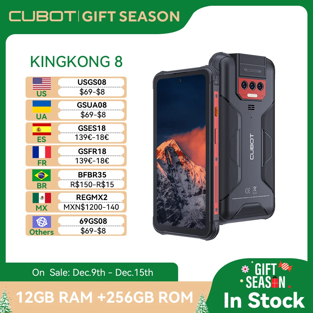 Cubot King Kong 8, Waterproof IP68/IP69K, 12GB RAM (6GB+6GB), 256GB ROM, NFC, 10600mAh Massive Battery, Octa-core, Add to Cart