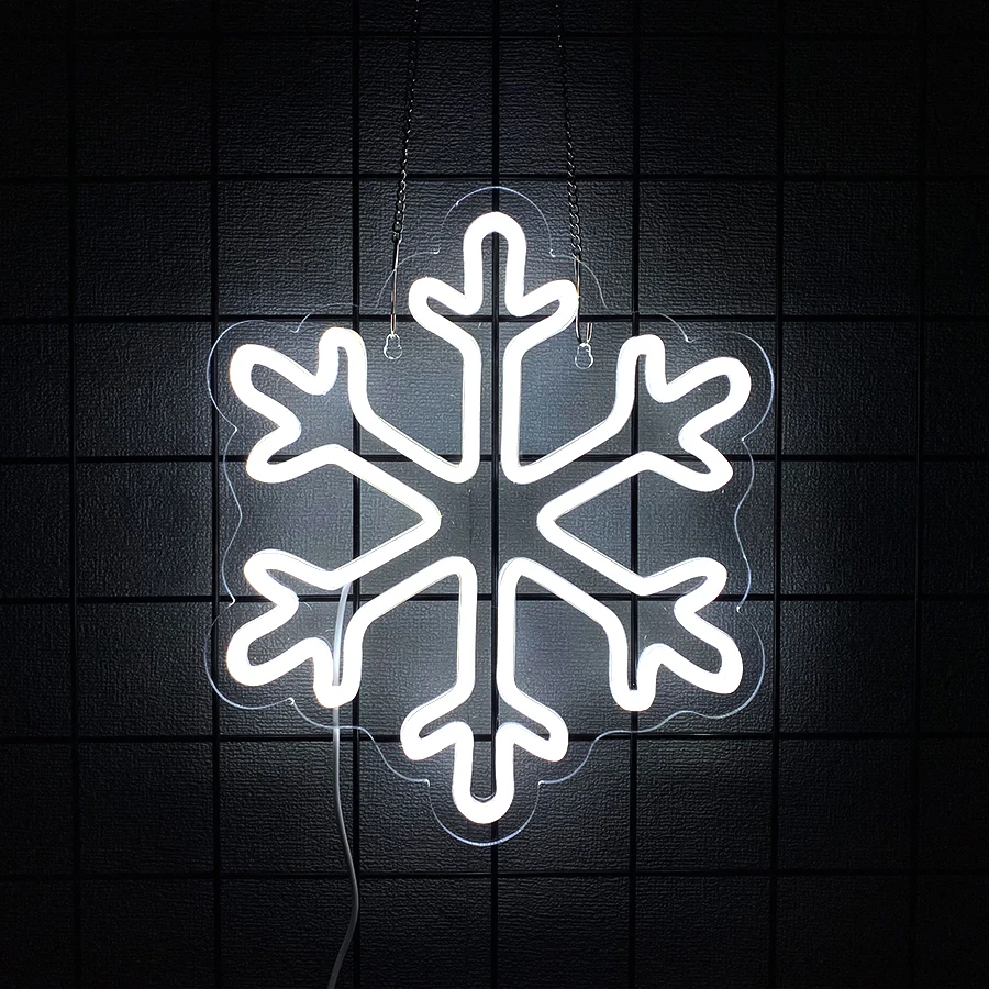 Snowflake Neon Sign USB Powered, LED Light for Window Wall Bar Living Room Bedroom Decor, Winter Christmas Party Holiday Gifts