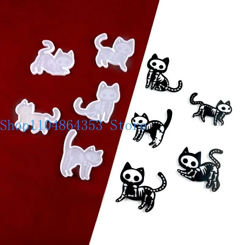 

652F 1Pc/5Pcs DIY Five Syles Kitten Keychain Silicone Epoxy Molds DIY Ornaments Pendant Crafting Mould for Valentine Gift