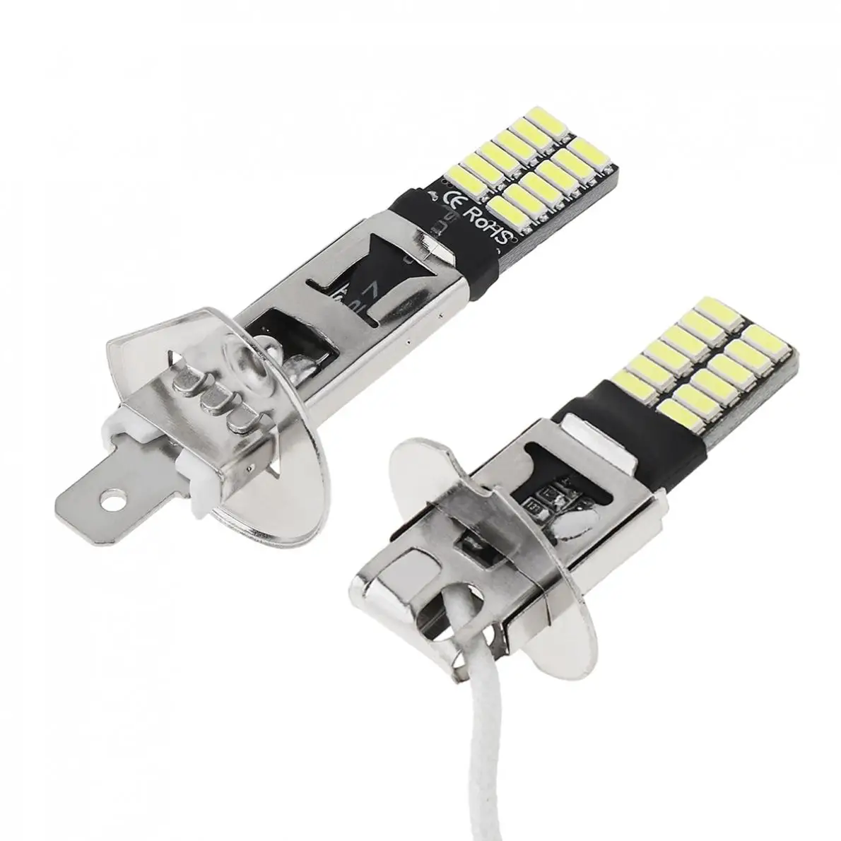 1pc H1 H3 Canbus Super Bright LED Bulb Car Fog Light Headlight 4014 24SMD 12V 6000K Running Light Auto Motorcycle Lamps