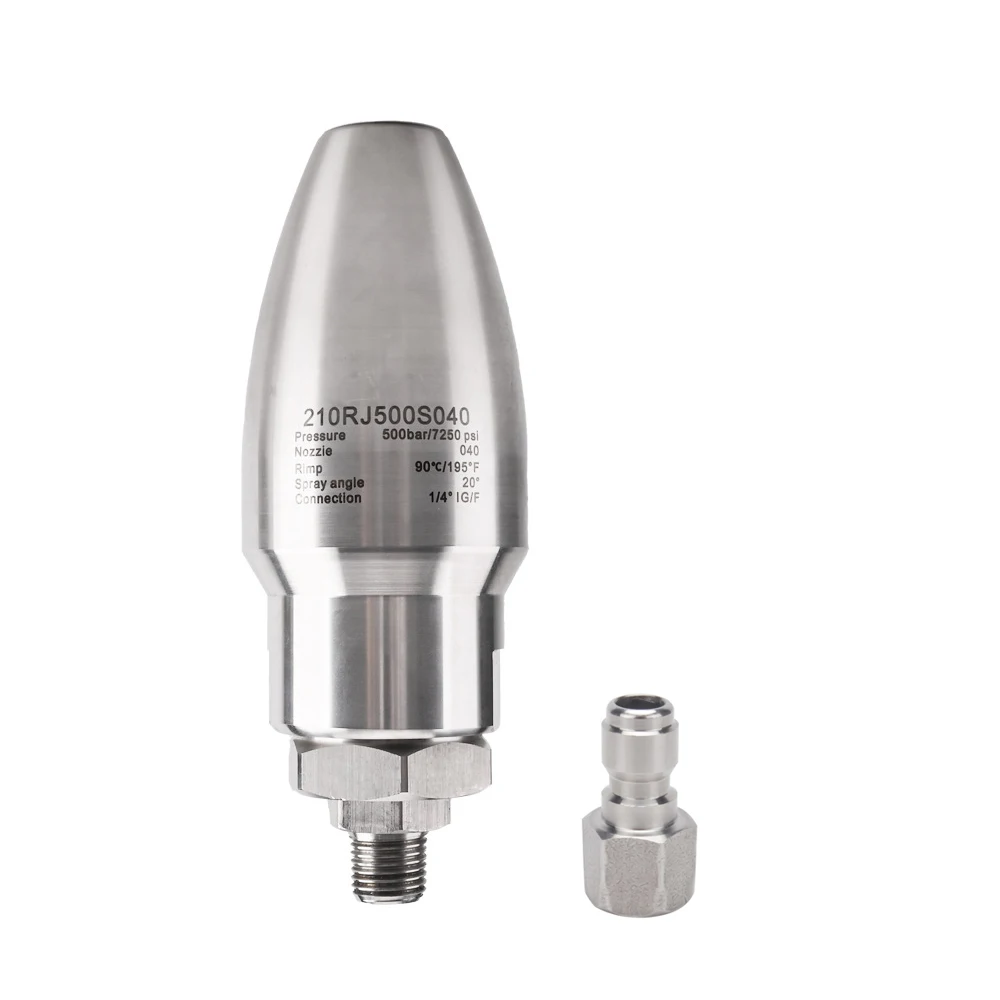 500bar/7252psi high pressure nozzle rotatable stainless steel ceramic nozzle core pressure cleaning machine pressure water gun