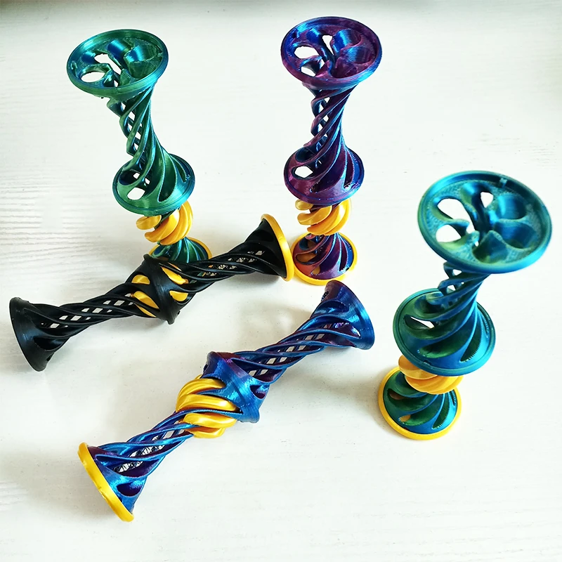 3D Printed Double Layer Helical Tree Impossible Pyramid Passthrough Fidget Toys Diversification Kids Decompression Desk Ornament
