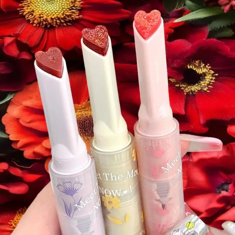 Gege bear Lip Glaze Mirror Glitter Lip Tint Long Lasting Moisturising Love Heart Shape Solid Lipstick Pen Lips Makeup Cosmetic