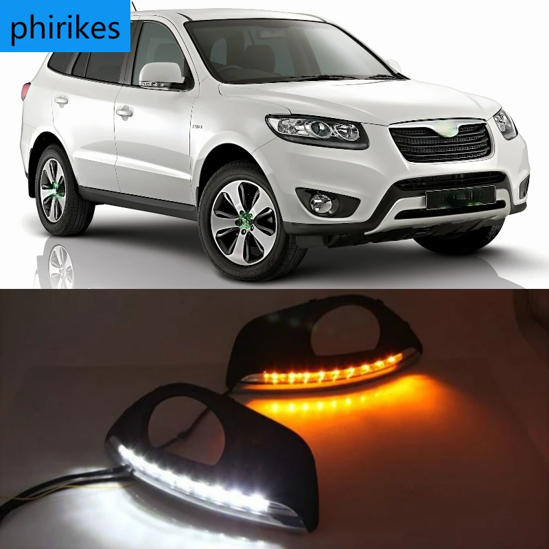 

1 Pair Car Daytime Running Light DRL LED Daylight Fog Lamp Cover for Hyundai Santafe Santa Fe 2010 2011 2012 DC 12V