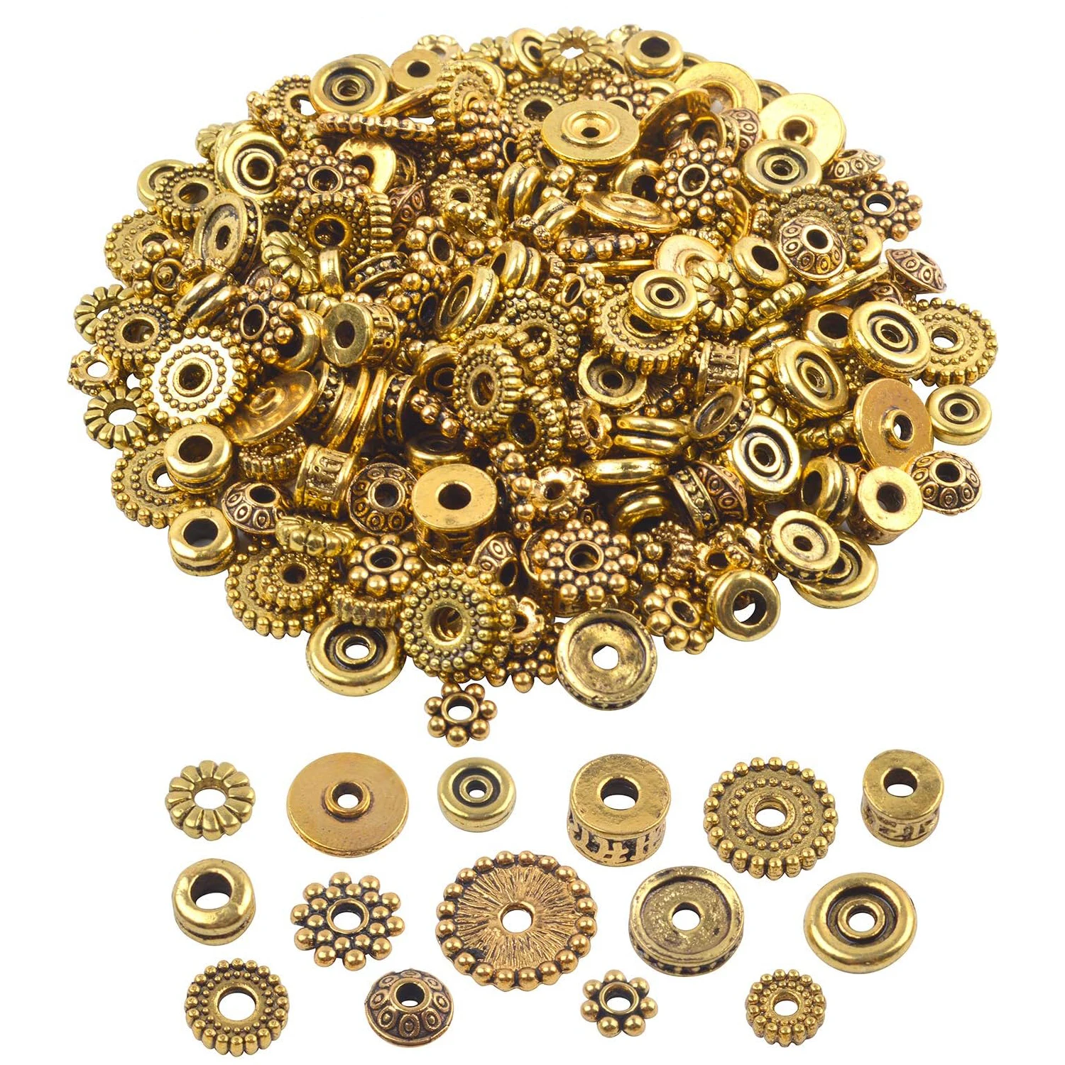 

100 Gram(About 170-300pcs) Bali Style Antique Gold Spacer Beads Jewelry Findings Accessories for Jewelry Making Bracelet