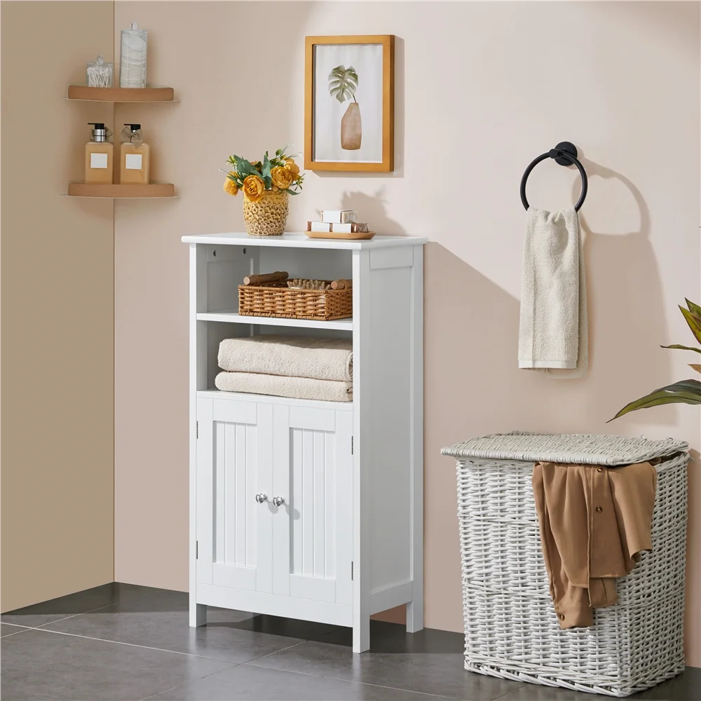 

5-Tier Bathroom Cabinet with 2 Doors, Durable Storage Organizer with Adjustable Shelves, Versatile Use for Bathroom, Kitchen