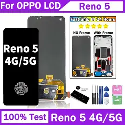 Reno 5 Display Screen For Oppo Reno5 4G CPH2159 Display Screen Touch Panel Digitizer For Reno5 5G CPH2145 Display Fingerprint