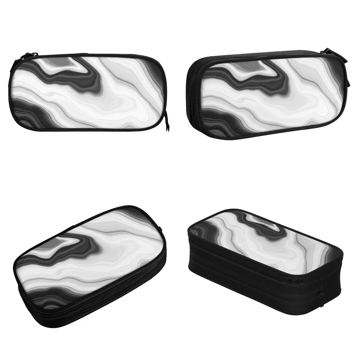 Black And White Marble Pencil Case Abstrack Ink Art Pen Box Bag Girl Boy Large Storage Students School Gifts Pencil Box