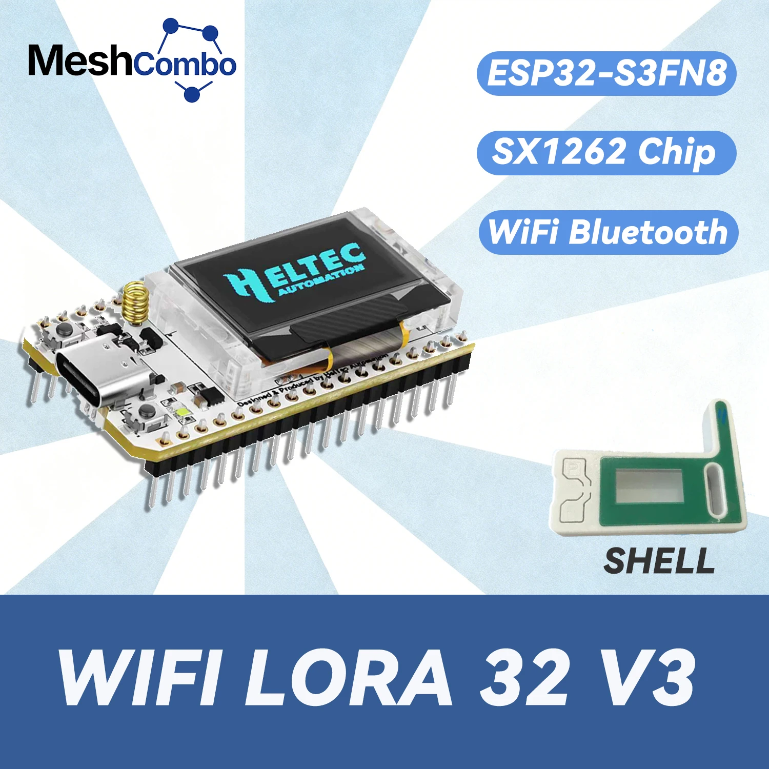 

Heltec V3 с корпусом Металластичный WIFI LoRa 32 Dev-Board SX1262 ESP32 0,96-дюймовый синий OLED-дисплей IOT для Arduino WIFI BLE LoRa