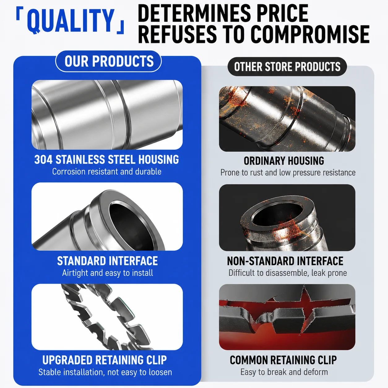 PG Series Stainless Steel Pneumatic Reducer Fitting Push In Tube Connector Air Hose Quick Connect PG6 8 10 12 14 16-4 6 8 10 12