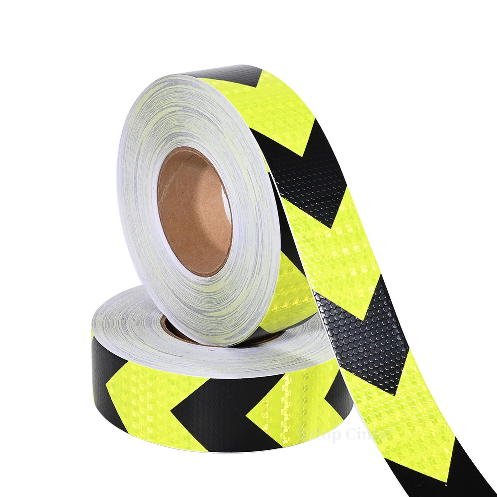 5CMX10M MTB Sitckers Florescent Yellow Black Reflective Tape Car Truck Vehicle Bicycle Body Sticker Arrow Printing Adhesive Film