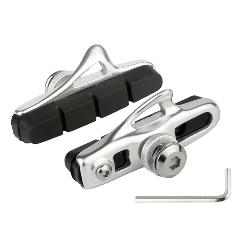 Aluminium Alloy Brake Pad Bike Accessory Rubber Brake Blocks Black Shell-Blue Pad Bike C-Brake Pads Efficient Stopping Power
