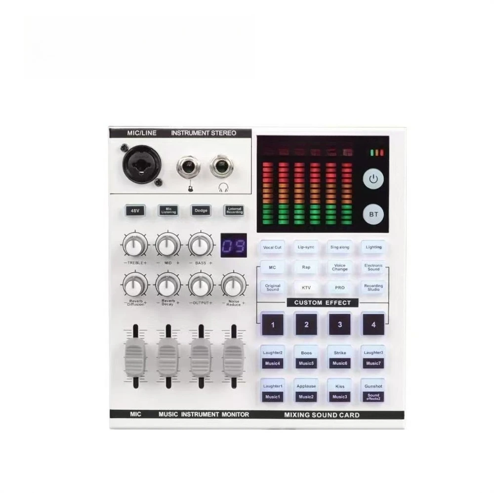 VOXFULL New Arrival SN-800 Multi Functions 48V XLR 3.5mm Type C Live Streaming Gaming Audio Mixer Sound Card with Sound Effects