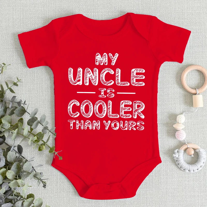 Pakaian Bayi Baru Lahir "Pamanku Lebih Keren Darimu" Romper Lengan Pendek Lucu Modis Bermotif Katun Jumpsuit Bayi Laki-laki Perempuan