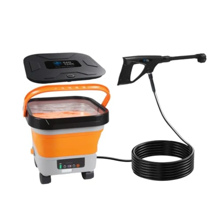 

Беспроводная мойка высокого давления с баком 3,5 галлона, универсальными колесами, насадкой 6-в-1, максимальным давлением 620 фунтов на кв. дюйм, шлангом 16,4 фута, литиевой батареей 20000 мАч, складная конструкция