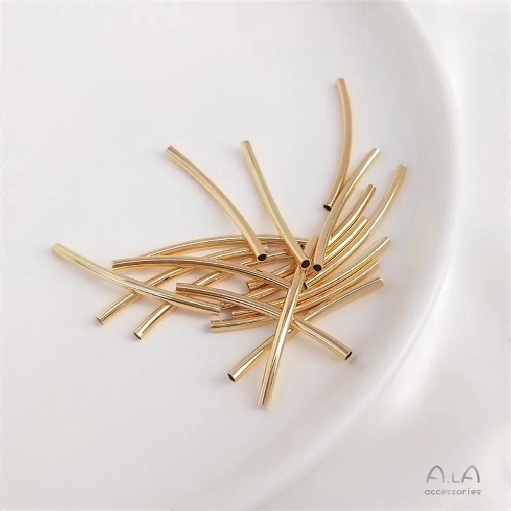 14K vergulde gladde gebogen pijp heldere lange ronde pijp hoofdaccessoires DIY armbandaccessoires materiaal
