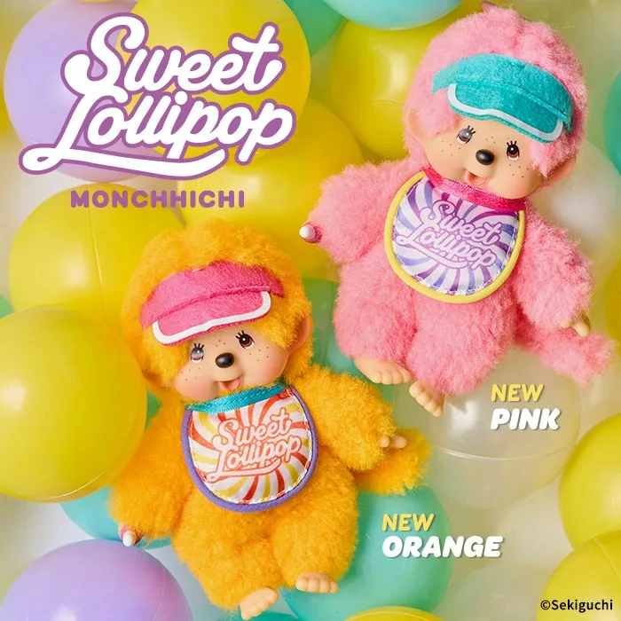 New Genuine Monchhichi Collectible Figure Monchhichi Lollipop Pendant Doll Keychains Keyring Gifts Anime Figures Toys