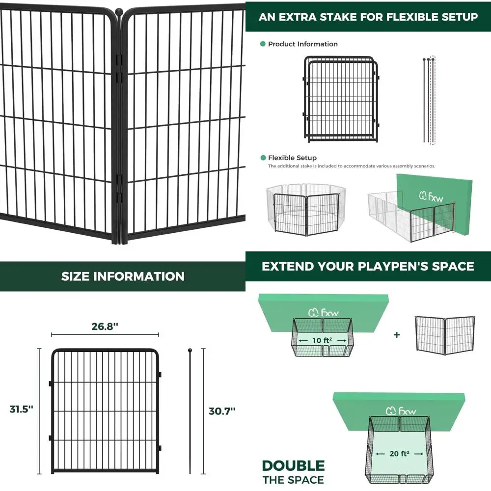 

Indoor Dog Playpen - Stress-Free and Safe, Heavy-Duty 32 2-Panel Pen for Small to Medium Dogs, Black
