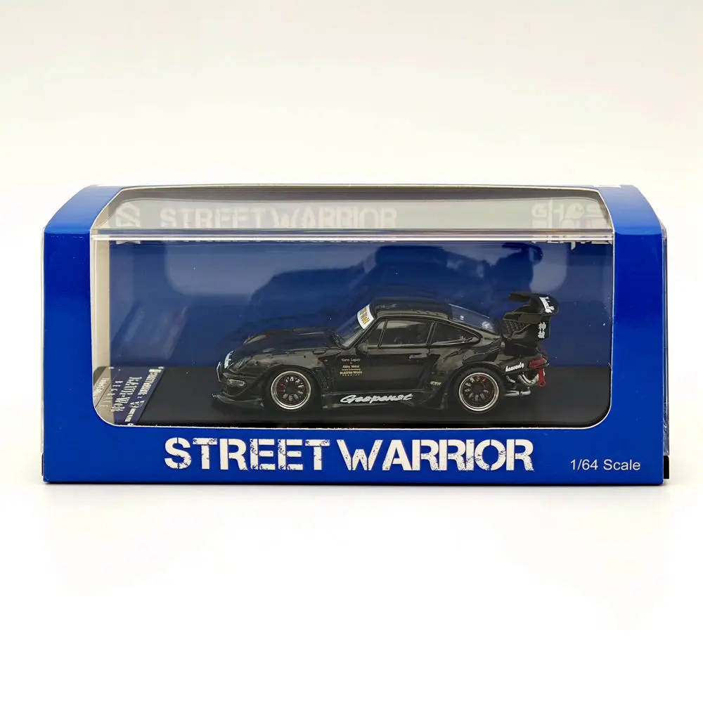 

Street WARRIOR SW 1/64 RWB 993 Rauh-Welt Black Sport Car Diecast Model Car Limited Collection Toys