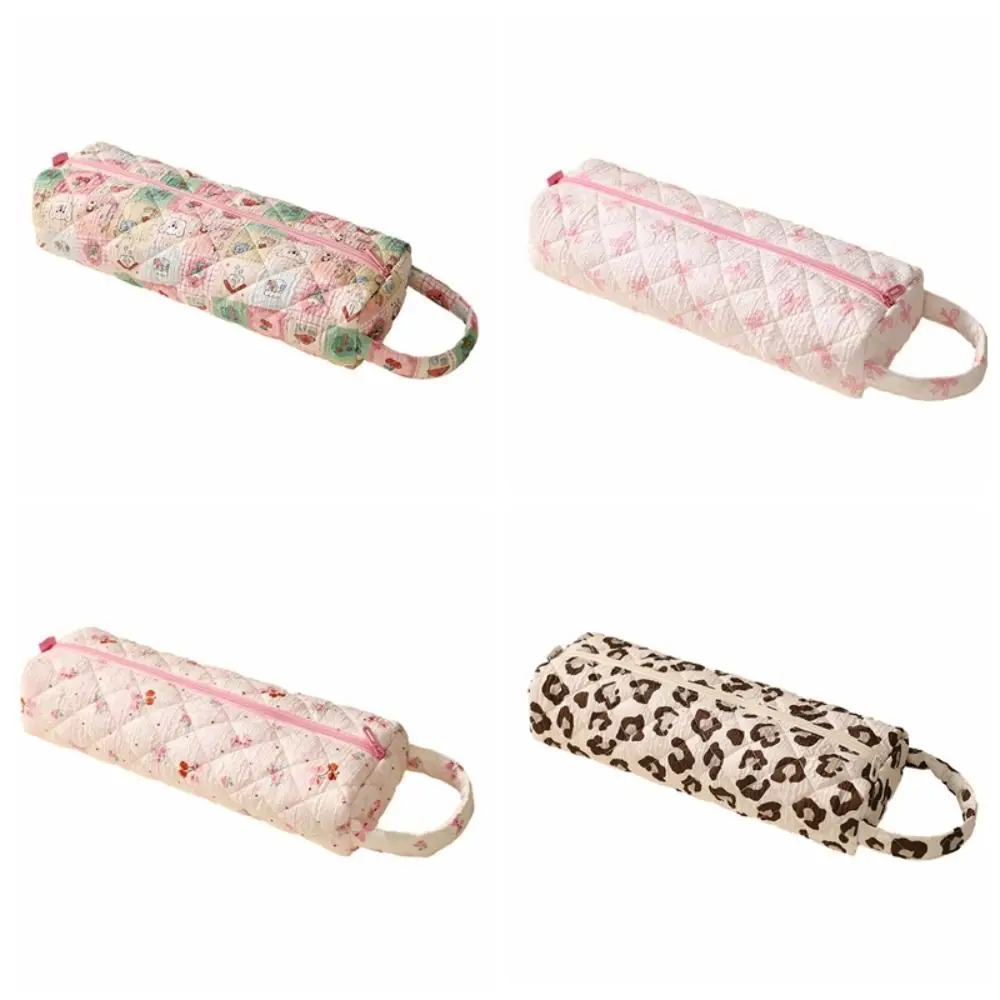 Cute Quilting Cotton Hair Dryer Storage Bag with Handle Large Capacity Curler Storage Bag Soft Portable Carrying Case for Travel
