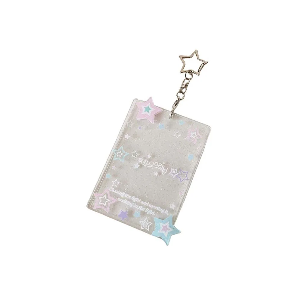 

With Keychain Korean Style Card Holder Transparent Star Polaroid Photo Student Card Cover Card Case Pendant ID Card Holders