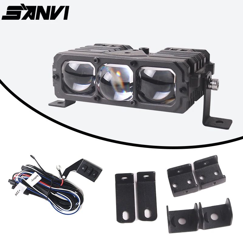 

Светодиодная проекционная лампа SANVI 4.5'' Bi LED с 3 линзами, световая панель, дополнительный внешний свет для автомобиля, мотоцикла, внедорожников, квадроциклов, 75Вт, 5500К.