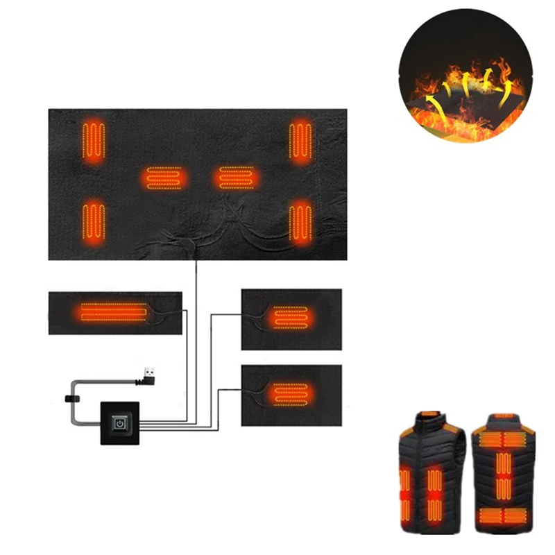 1Set Heating Element Heating Element USB Fiber Three Level Temperature Regulating Electric Heating Element