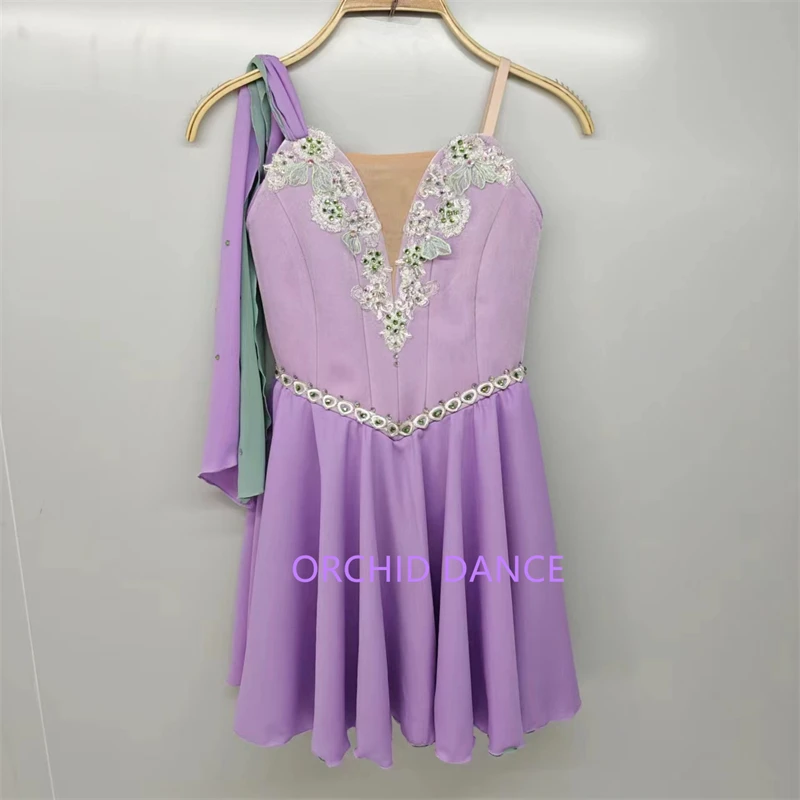 

Уникальный дизайн, индивидуальный размер, индивидуальный цвет, детская одежда для девочек, женщин и взрослых, одежда для танцев Купидона, фиолетовое балетное лирическое платье, костюмы