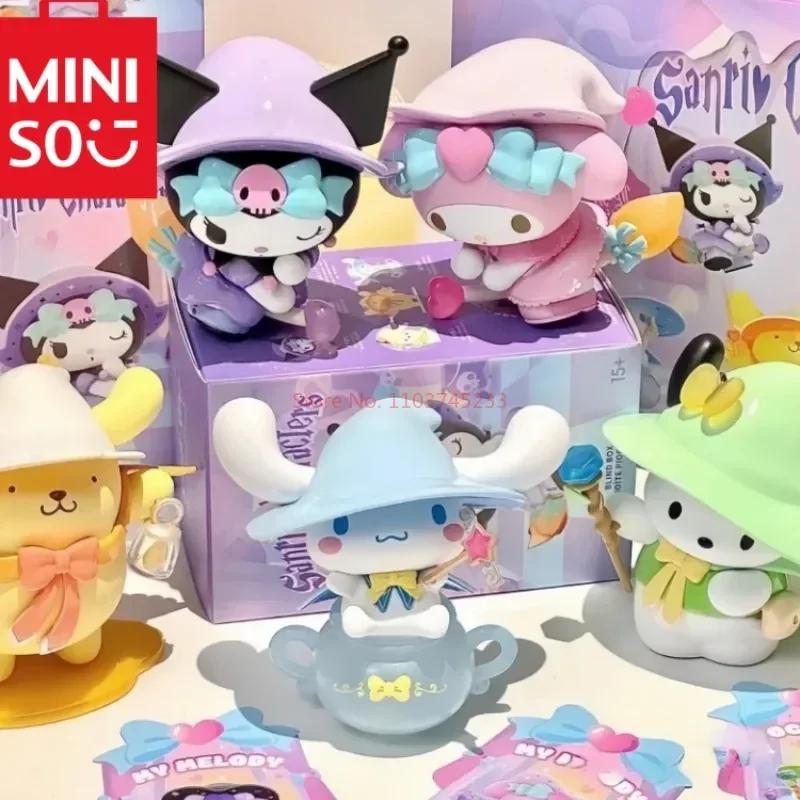 

Высококачественная серия волшебной истории Miniso Sanrio Kuromi Pacha Dog Cinnamoroll Big Eared Dog, модель куклы, подарки на день рождения