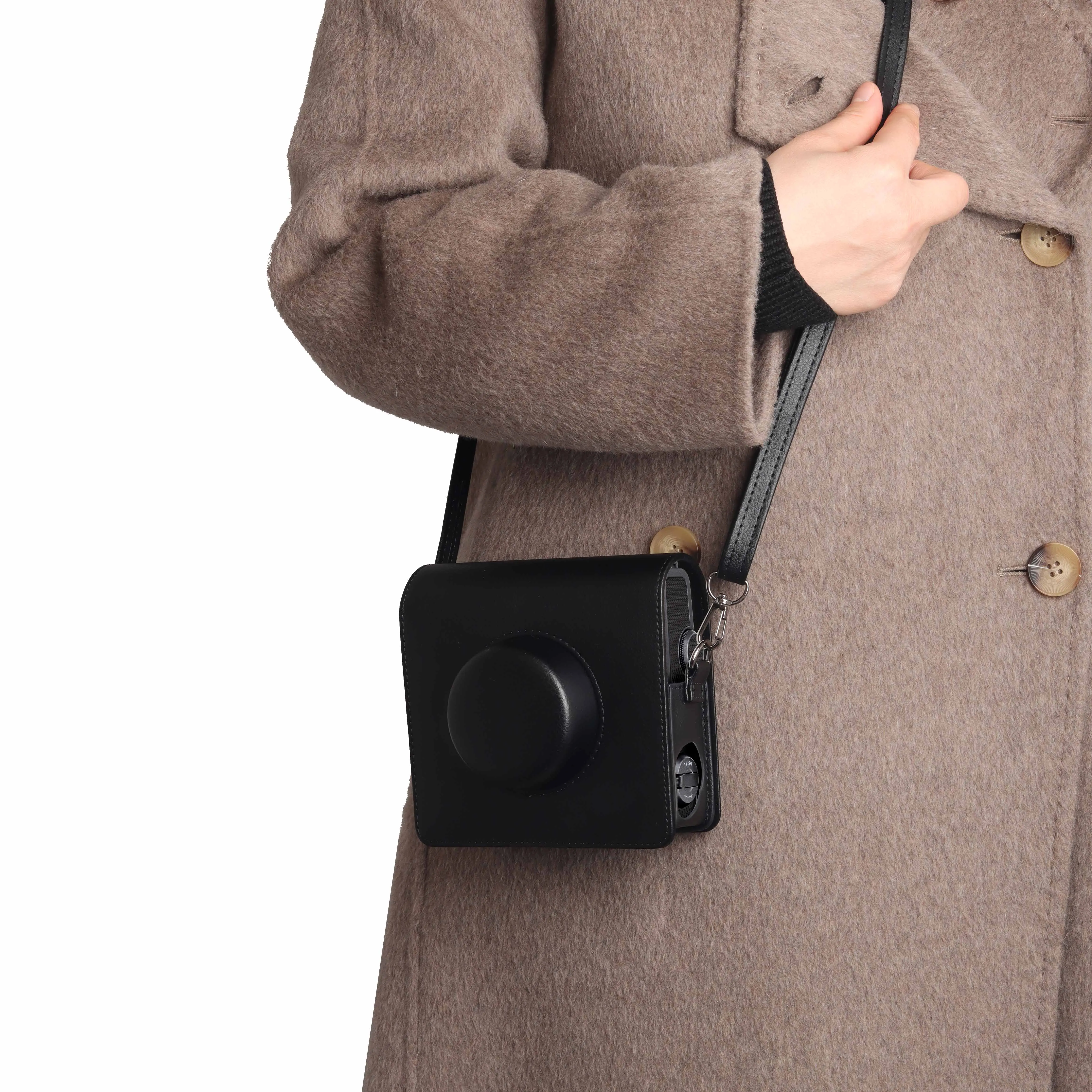 

FOR Fujifilm Instax Wide EVO Vintage Shoulder Bag Aluminum Lens Cap Protective Shell with Shoulder Strap