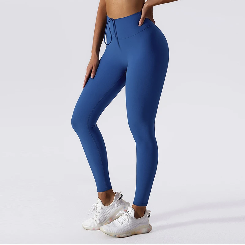 Naked Feeling Stretch Sport Legging Women Gym Pants Running Gym Legging Women Training Tights High Waist Drawstring Yoga Pants