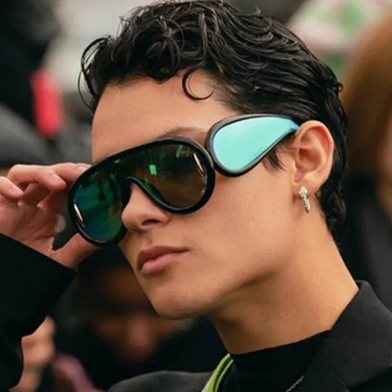 Irregular Large Frame Sunglasses Conjoined Sunglasses UV400 Neutral Glasses Outdoor Personalized Large Frame Glasses for Women