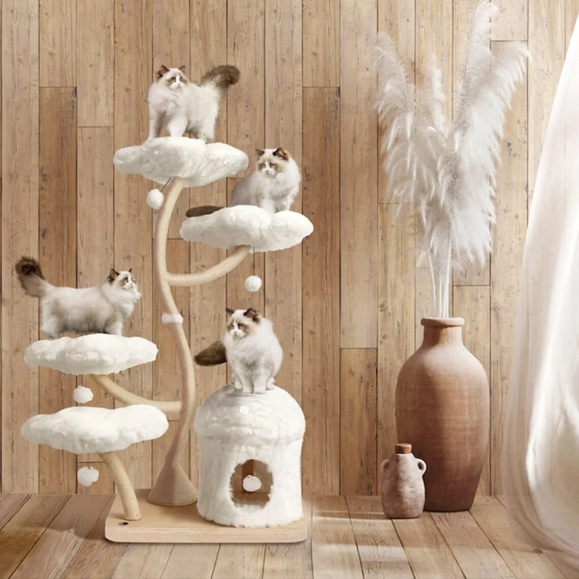 Wholesale Big Cat Tree Minimalist Wooden Wall Hanging Cat Climbing Frame Tree house