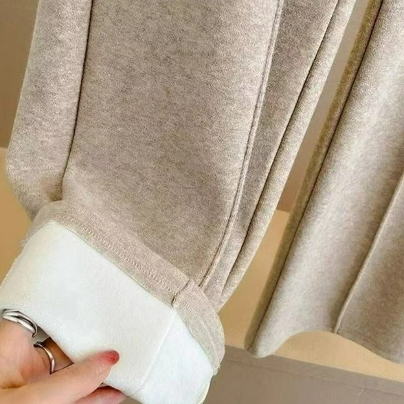 Conjunto de ropa deportiva informal de lana para mujer, sudadera con capucha adelgazante holgada, pantalón de pierna ancha, conjunto de dos piezas, otoño e invierno, 2026