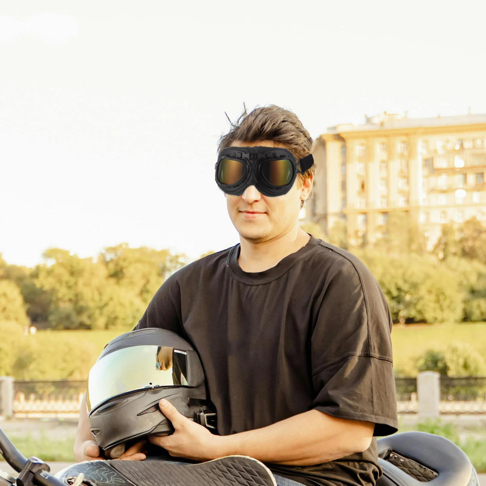 Retro Motorcycle Goggles Vintage Design Enhanced Visibility Wind Resistant Riding Eyewear for Men Women Dirt Bike Road Riding