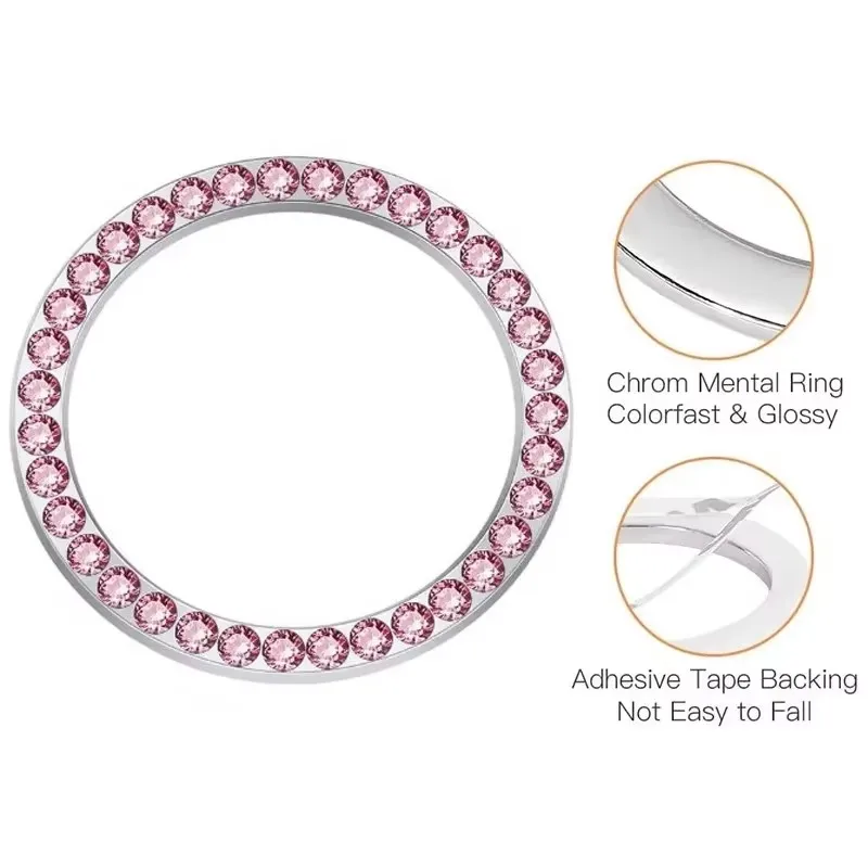 1/2PCS Crystal Rhinestone Car Engine Start Stop Decoration Ring, Bling Car Interior Accessories for Women, Push to Start Button