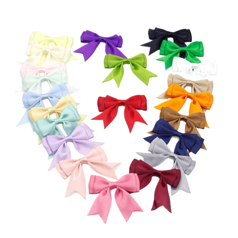 10Pcs Colored Ribbon Bows Large Size Dacron Double Layer Ribbon Bow Flower Craft Supplies Handwork DIY Party Decoration