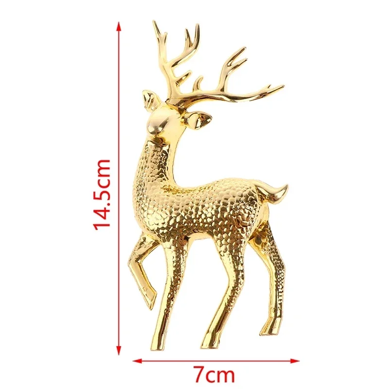 Elegant Crystal Elk Shinny Glitter Deer Gold Stand Reindeer Figurines Christmas Pendants DIY Cake Home Pretty Tabletop Ornaments