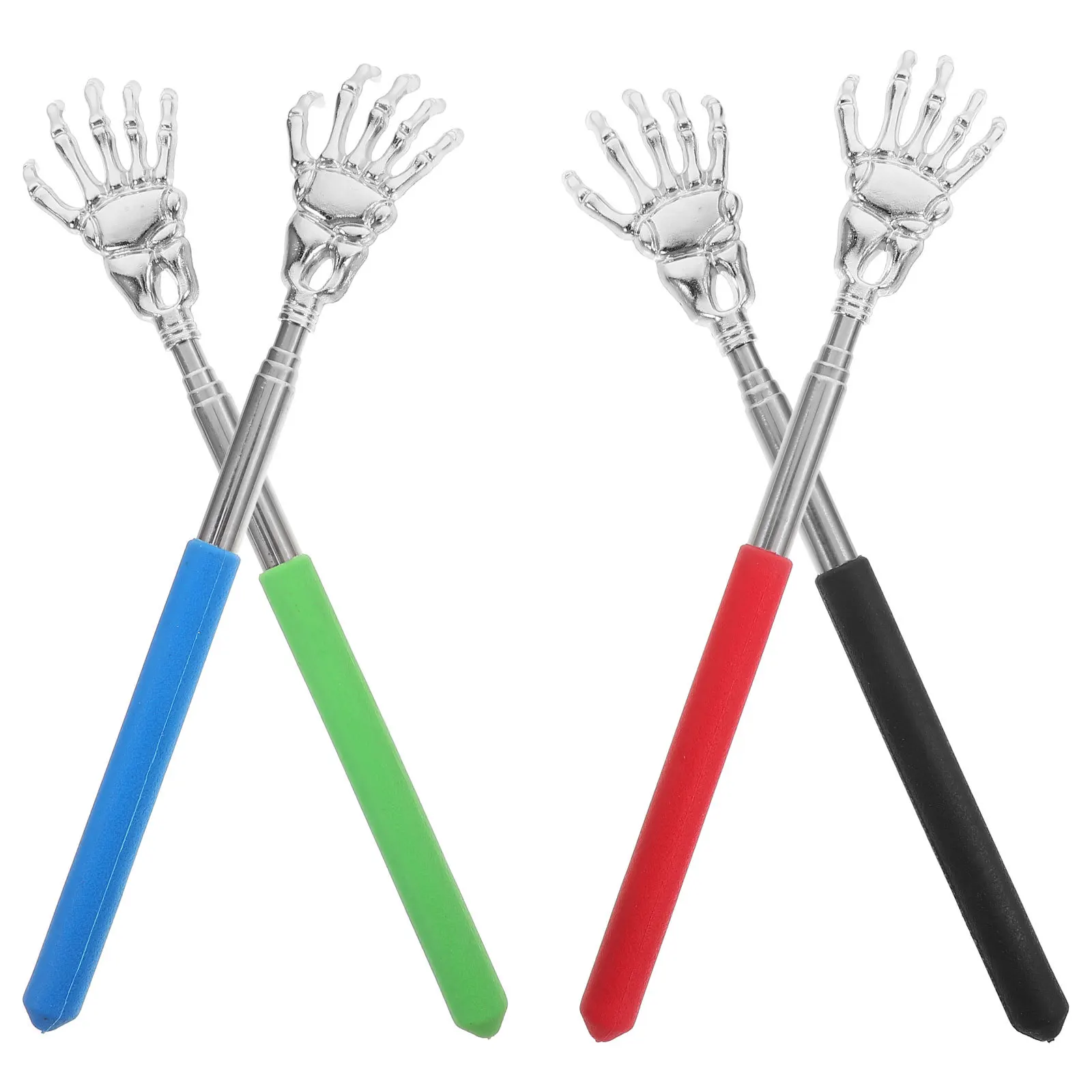 4Pcs Telescopic Stainless Steel Back Scratchers Ghost Hand Portable Extendable Heavy Duty Self Massage Back Scratching Tool