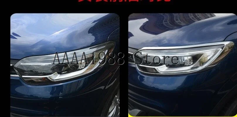 For Renault Kadjar 2016-2019 2020 2021 Chrome Head Light Lamp Cover fog trim Sticker Protector Accessories Car Styling