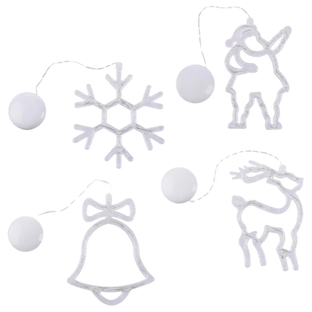 

4Pcs Christmas Window Lights LED Suction Cup Design Powered Xmas Decor Party Lamps Glow Pendant for Window Door Balcony