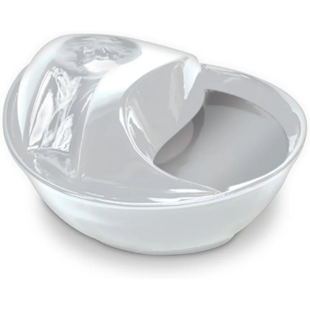 

White Ceramic Pet Water Fountain, 60 oz Raindrop Design for Cats and Dogs