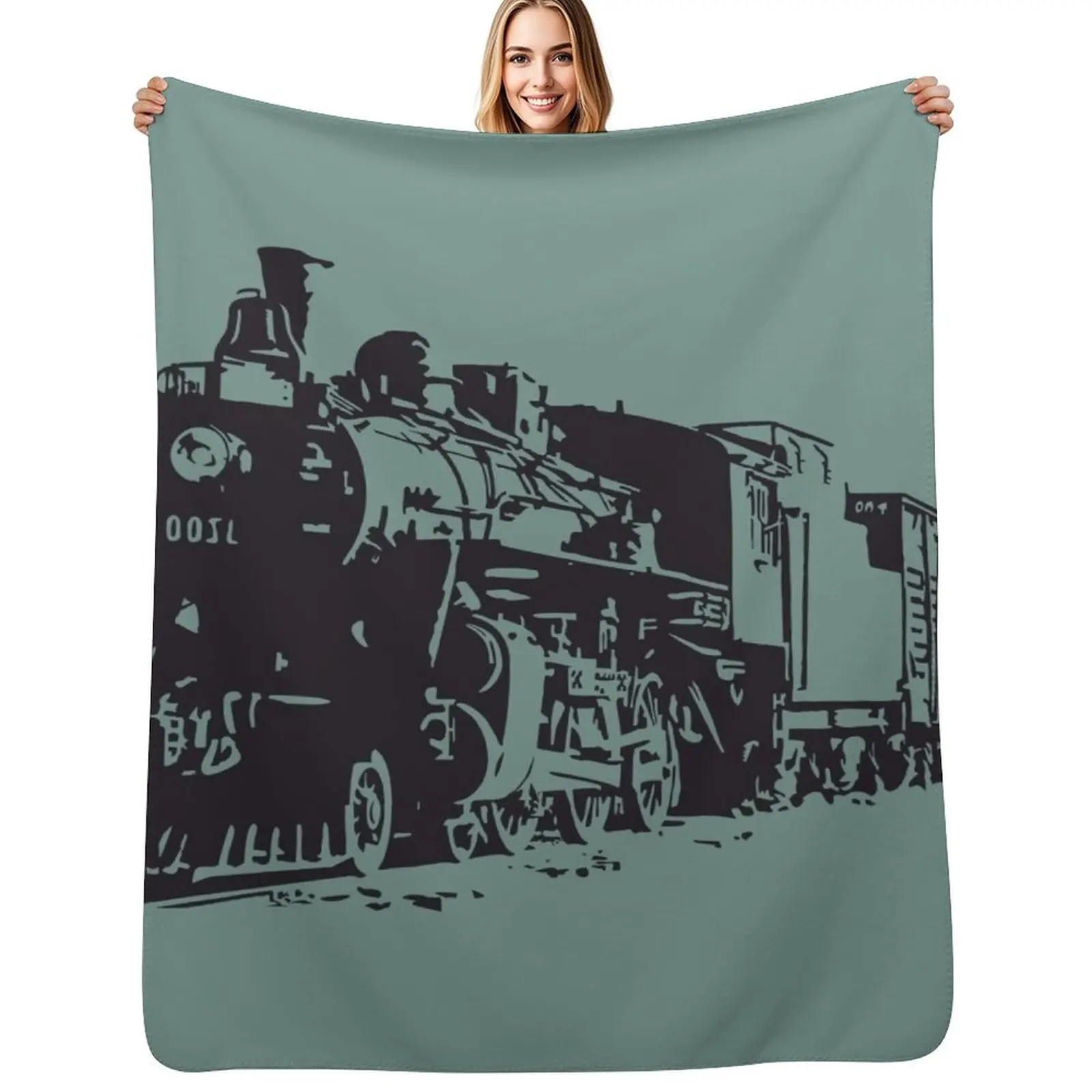 Steam Train Sketch Throw Blanket Lightweight Warm Blanket for Travel Camping