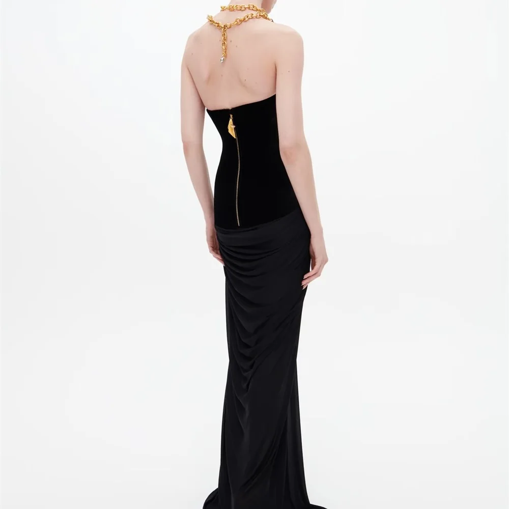 Summer 2026 Women's Evening Dress – Stretchy Corset-Style V-Neck Halter Dress (Y2K Style) – Trendy Pleated Maxi Dress