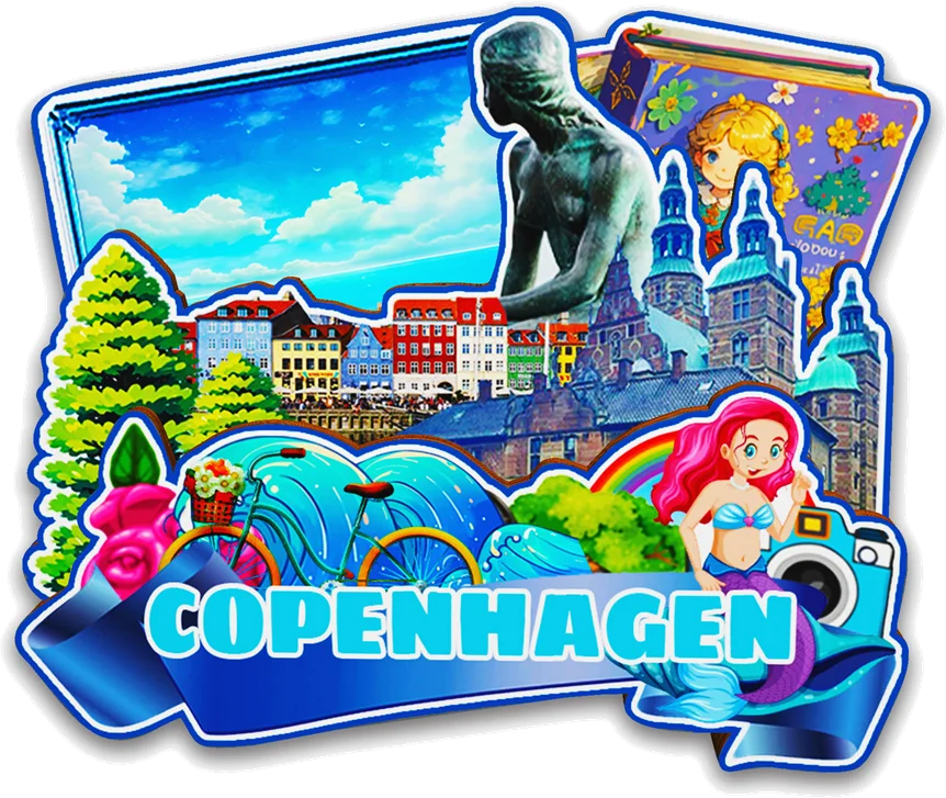 مغناطيس ديكور لـ Randers Soenderborg Veja Hillerod Horsens كوبنهاغن الدنمارك مدينة معلمية تذكارية للسفر الثلاجة #6