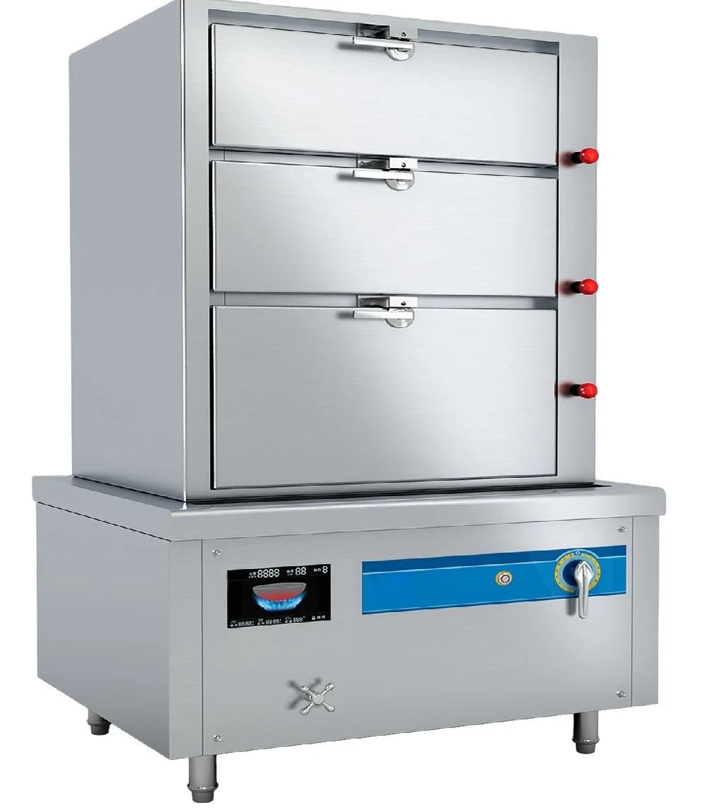 Hot Seal Stainless Steel Three Drawers Seafood Steamer Fancy Restaurant Kitchen Equipment
